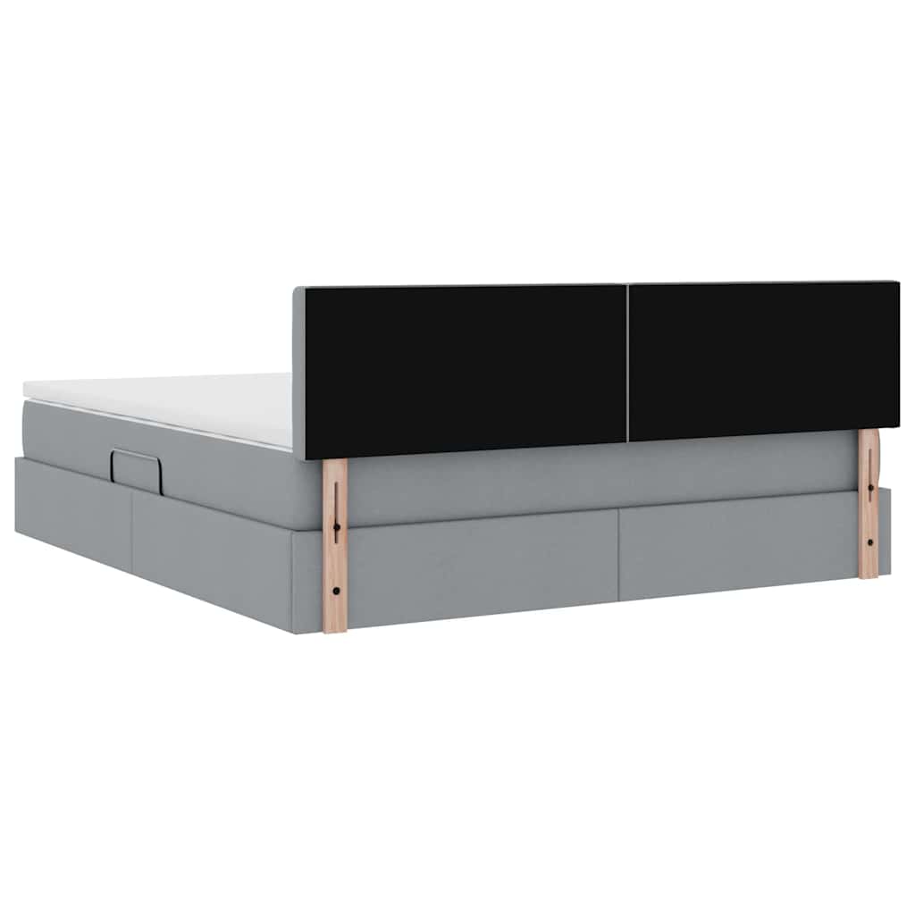 LED-Speicherbett mit Matratze Hellgrau 160 x 200 cm Stoff