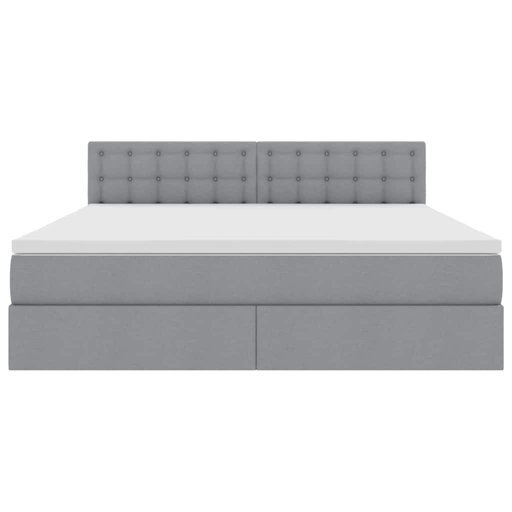 LED-Speicherbett mit Matratze Hellgrau 160 x 200 cm Stoff