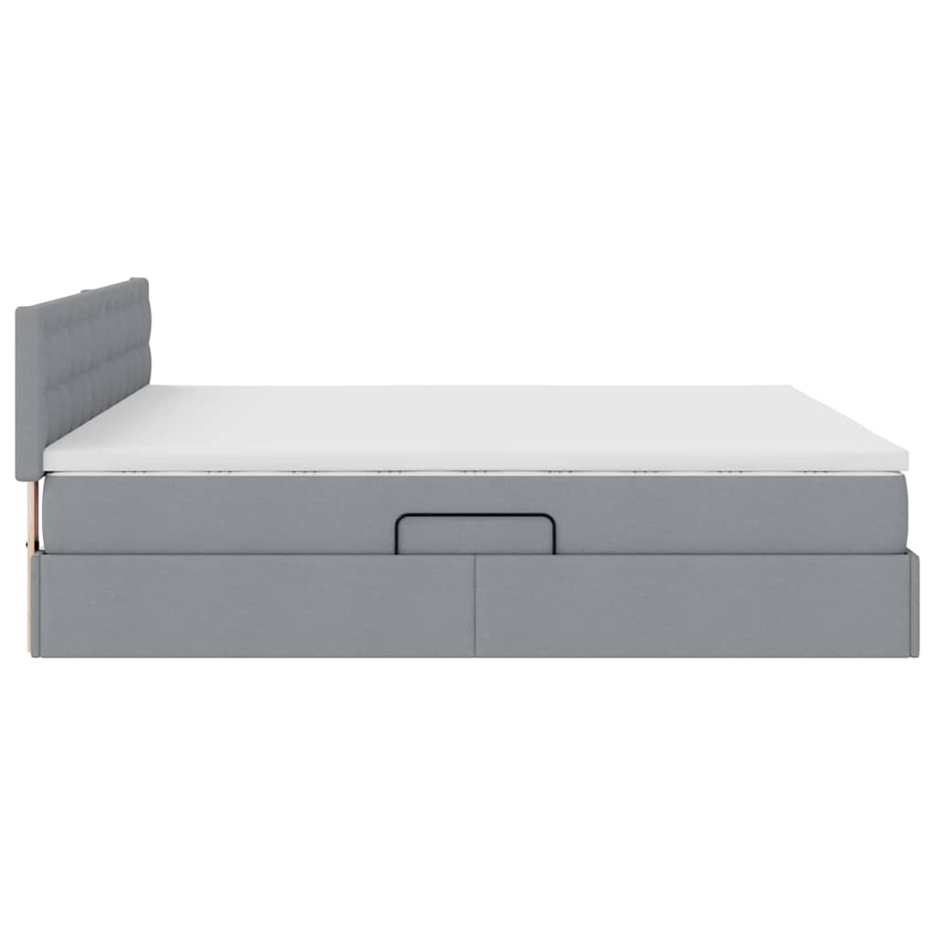 LED-Speicherbett mit Matratze Hellgrau 160 x 200 cm Stoff