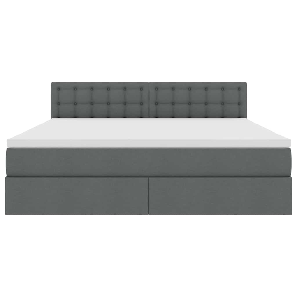 LED-Speicherbett mit Matratze Dunkelgrau 160 x 200 cm Stoff