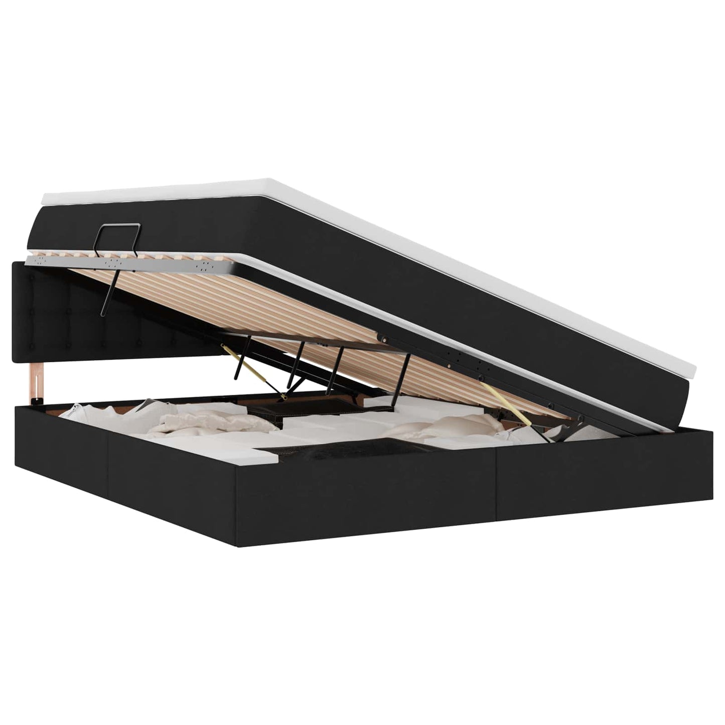 LED-Speicherbett mit Matratze Schwarz 160 x 200 cm Stoff