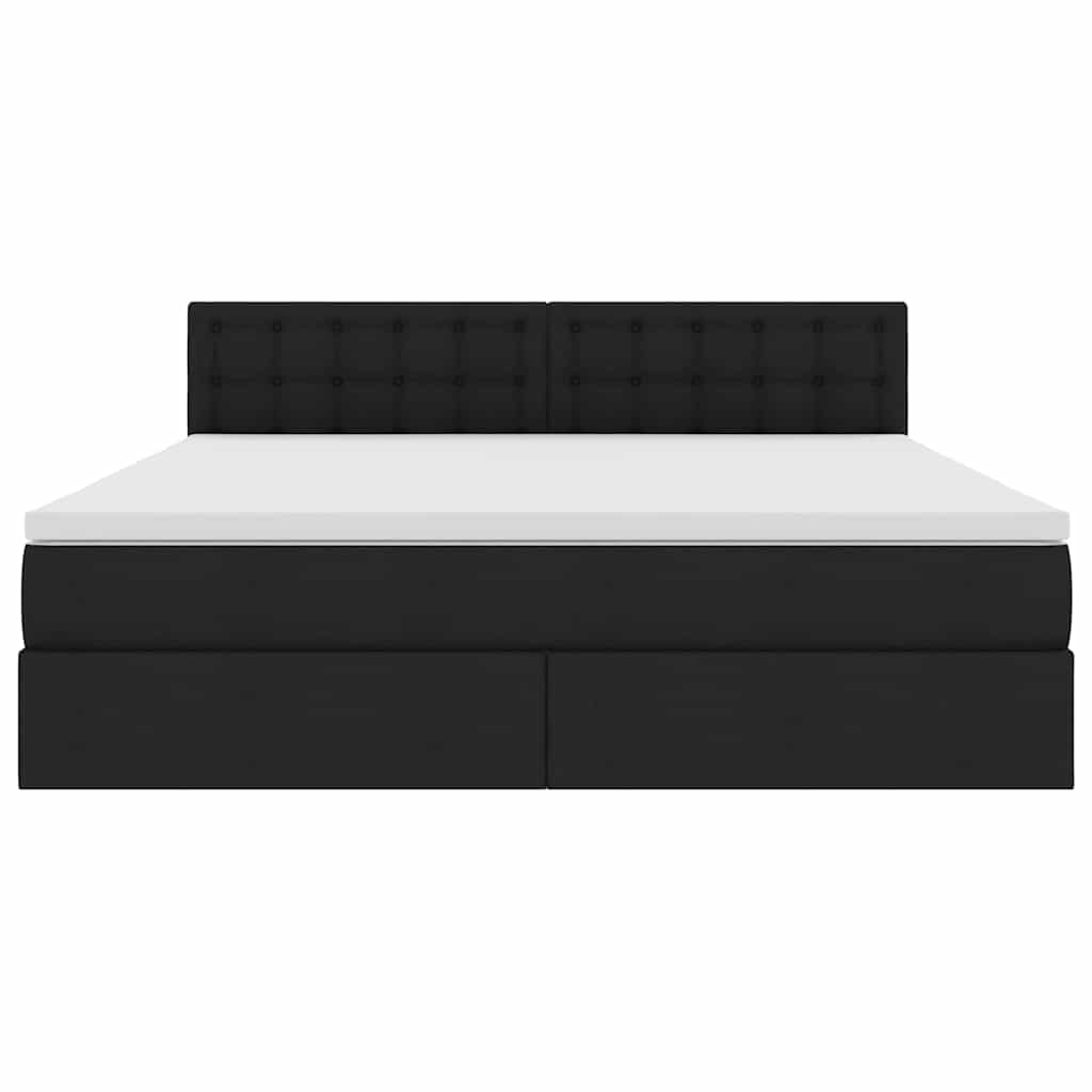 LED-Speicherbett mit Matratze Schwarz 160 x 200 cm Stoff