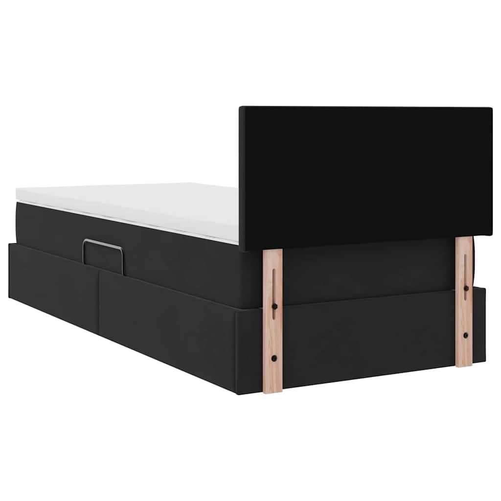 LED-Speicherbett mit Matratze Schwarz 100 x 200 cm Samt