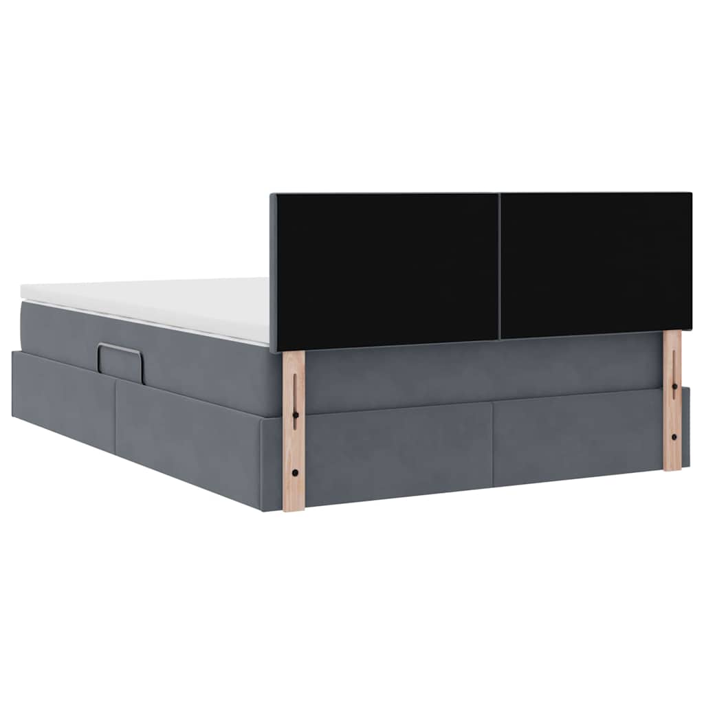 LED-Speicherbett mit Matratze Dunkelgrau 140 x 200 cm Samt