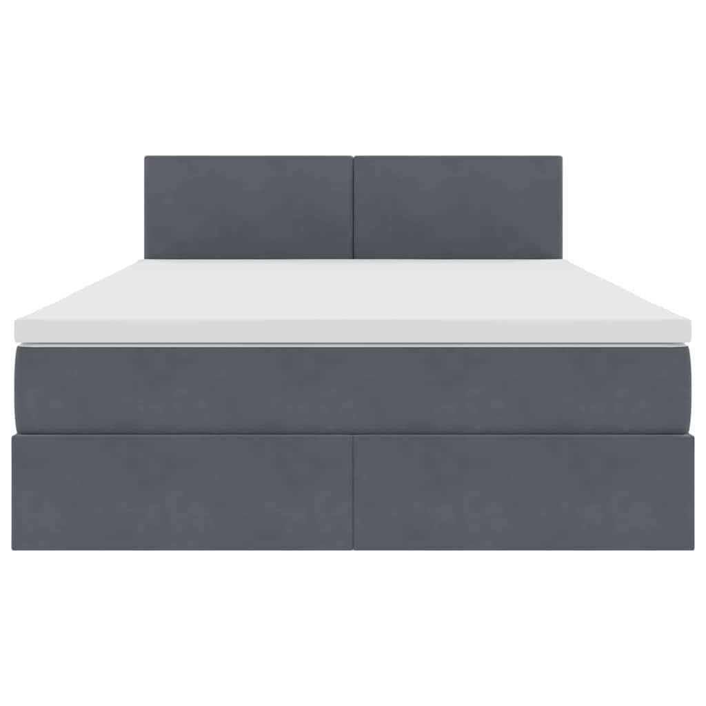 LED-Speicherbett mit Matratze Dunkelgrau 140 x 200 cm Samt
