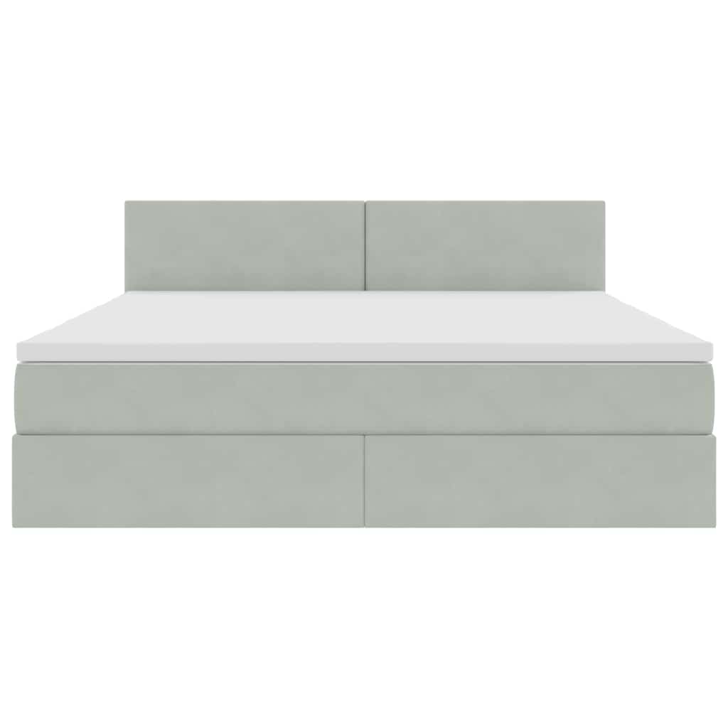 LED-Speicherbett mit Matratze Hellgrau 160 x 200 cm Samt