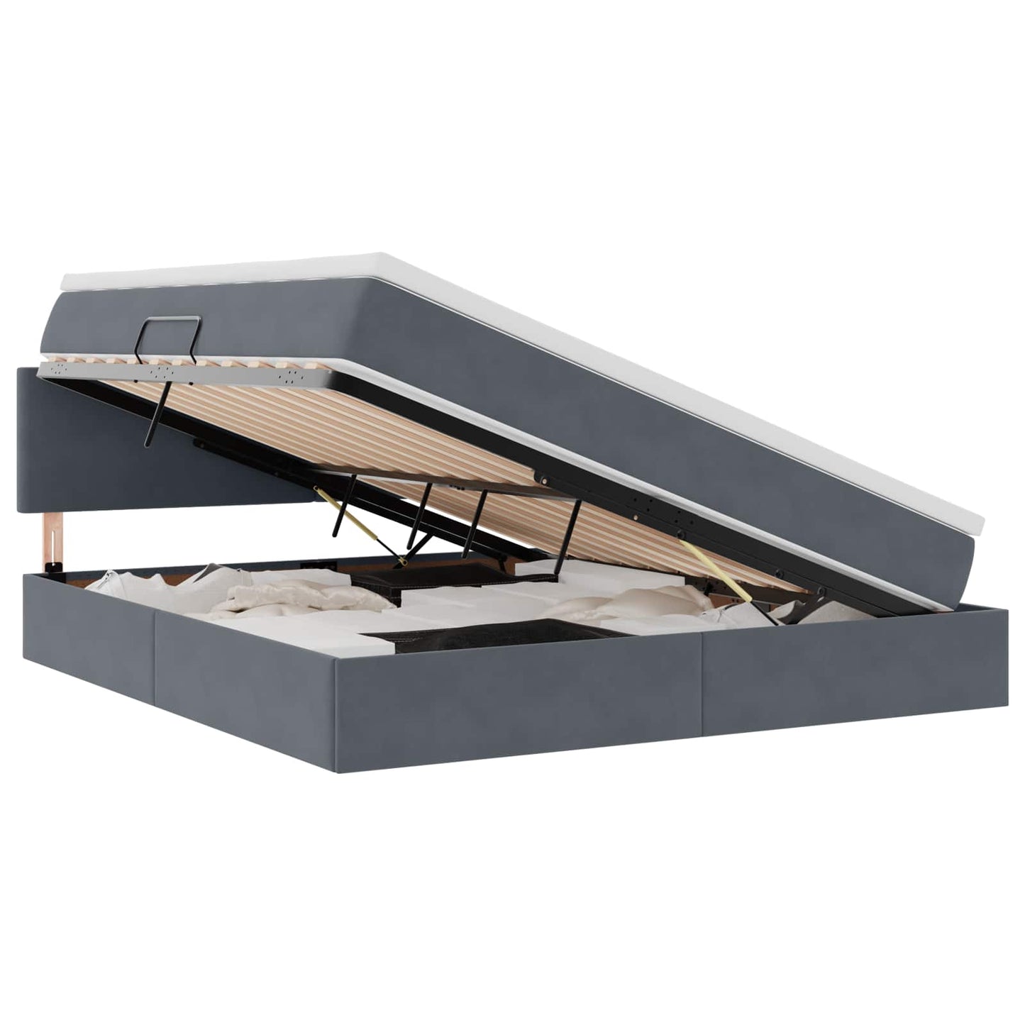 LED-Speicherbett mit Matratze Dunkelgrau 160 x 200 cm Samt