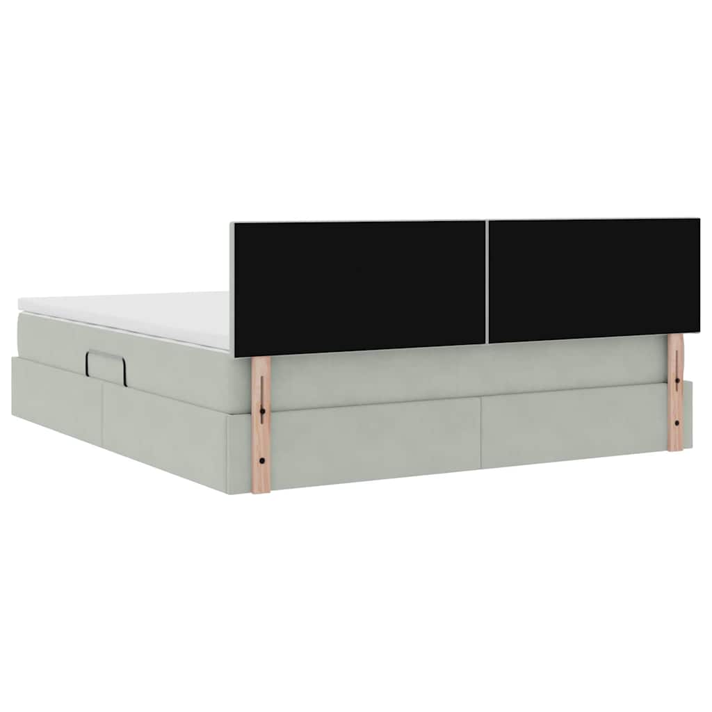 LED-Speicherbett mit Matratze Hellgrau 180 x 200 cm Samt