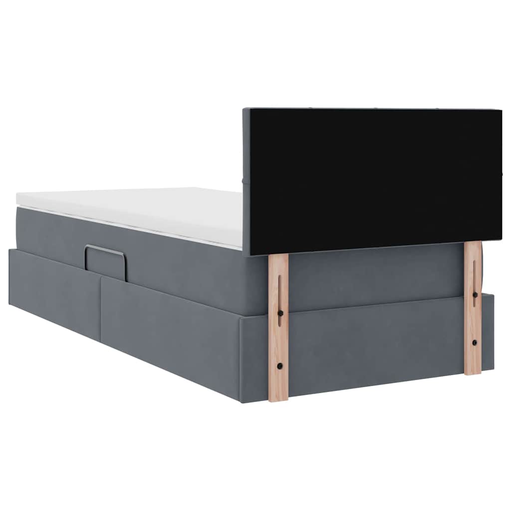 LED-Speicherbett mit Matratze Dunkelgrau 100 x 200 cm Samt