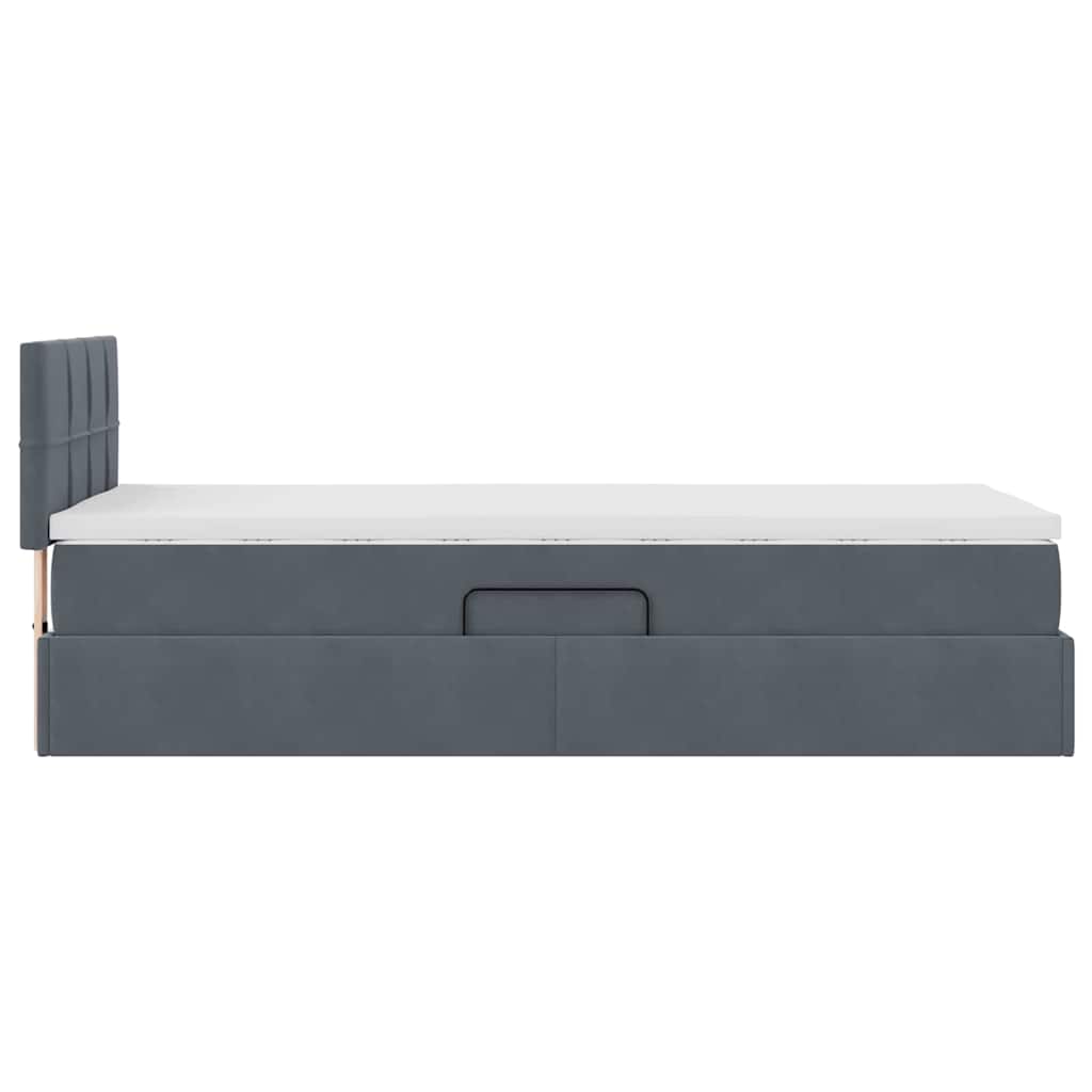 LED-Speicherbett mit Matratze Dunkelgrau 100 x 200 cm Samt