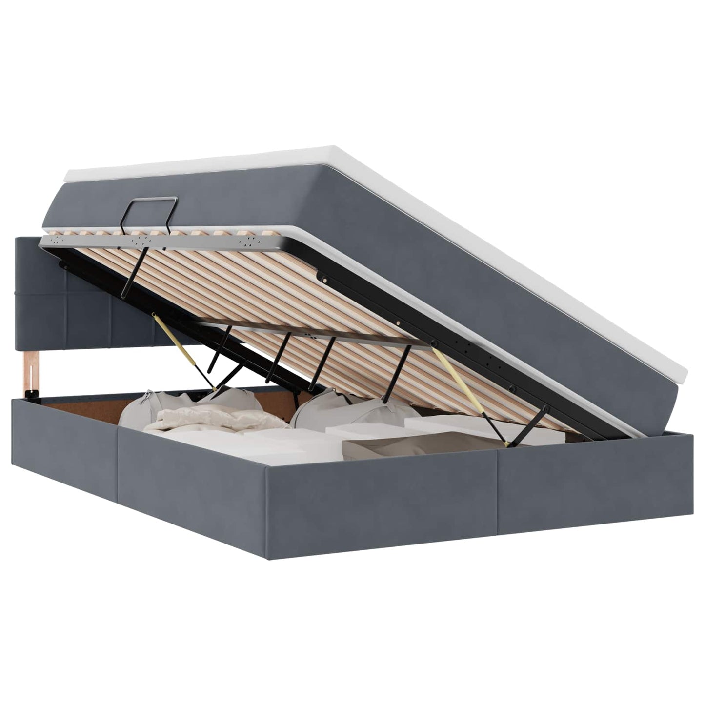 LED-Speicherbett mit Matratze Dunkelgrau 140 x 200 cm Samt