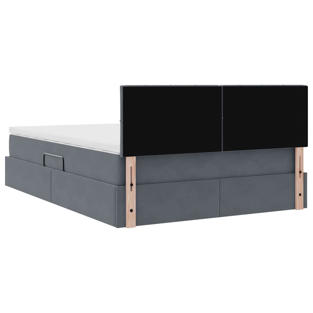 LED-Speicherbett mit Matratze Dunkelgrau 140 x 200 cm Samt