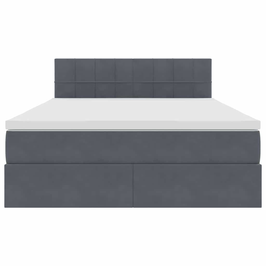 LED-Speicherbett mit Matratze Dunkelgrau 140 x 200 cm Samt