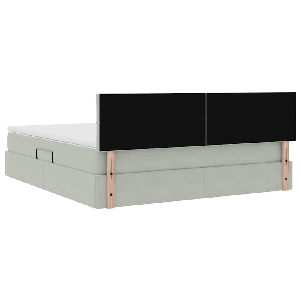 LED-Speicherbett mit Matratze Hellgrau 160 x 200 cm Samt