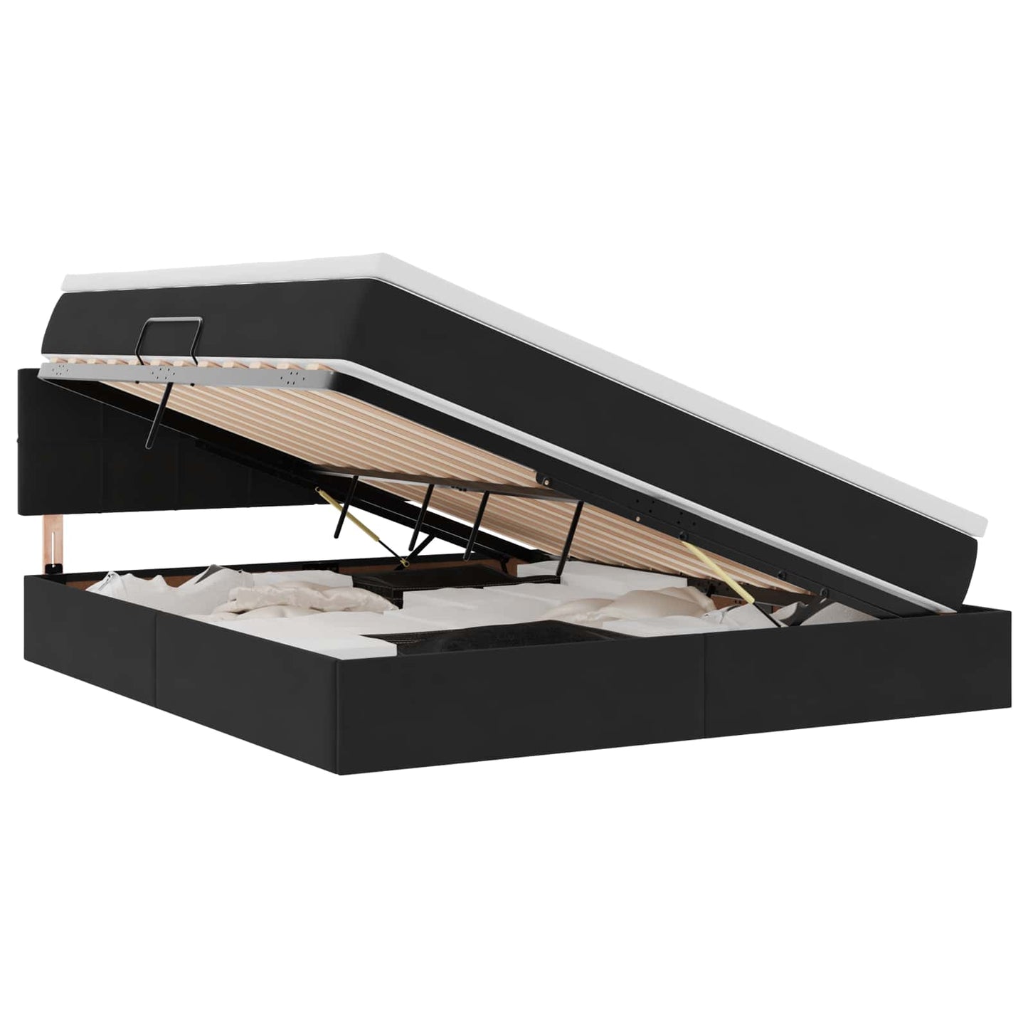 LED-Speicherbett mit Matratze Schwarz 160 x 200 cm Samt