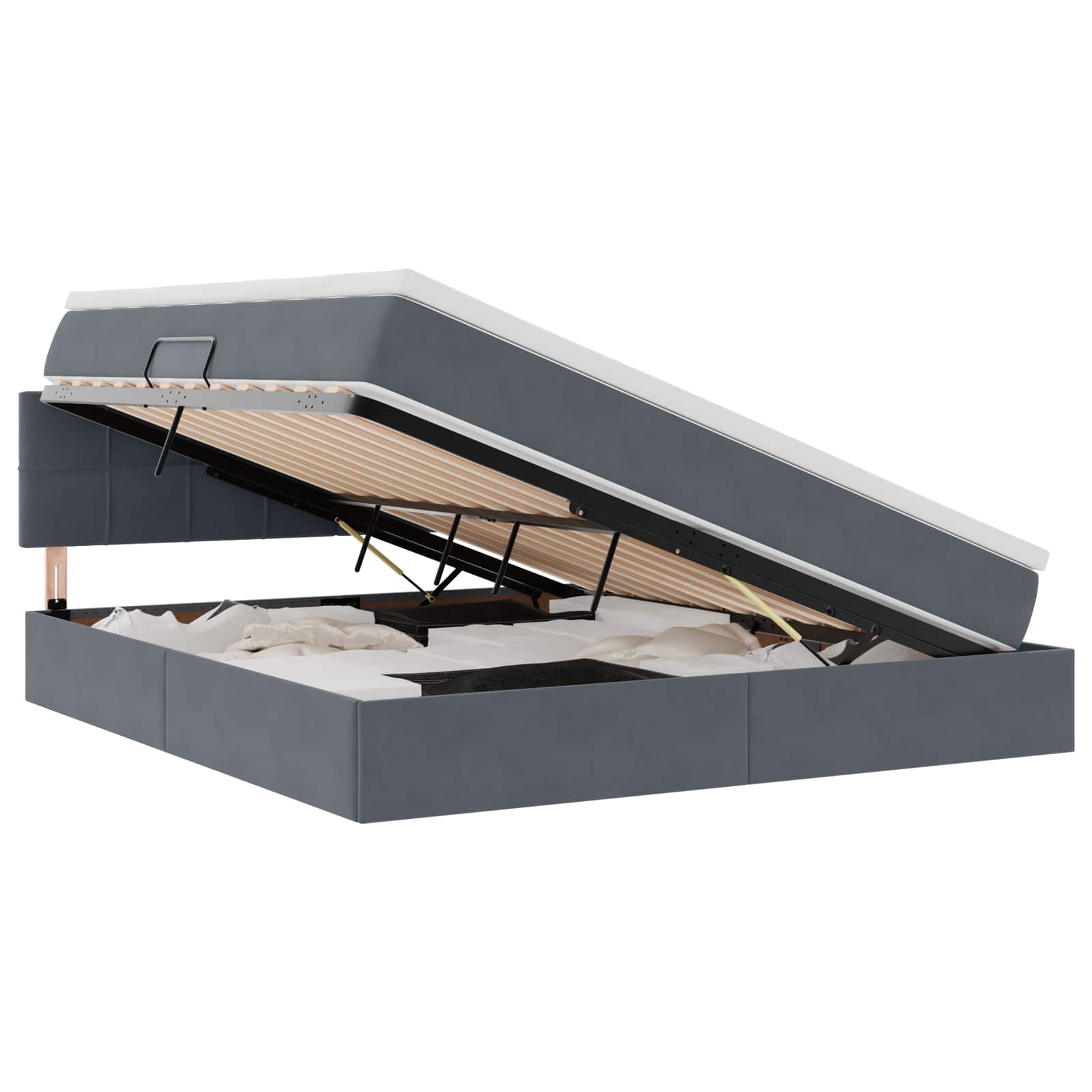 LED-Speicherbett mit Matratze Dunkelgrau 180 x 200 cm Samt