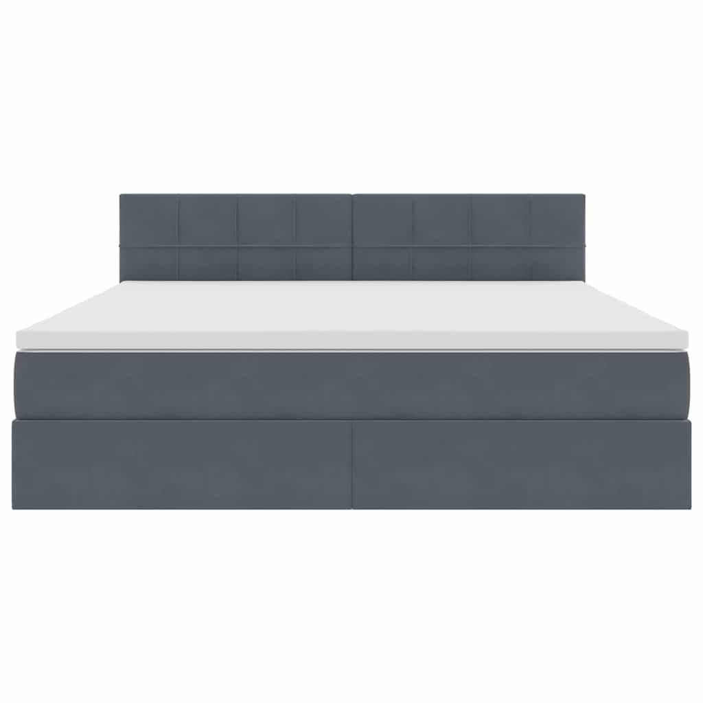 LED-Speicherbett mit Matratze Dunkelgrau 180 x 200 cm Samt