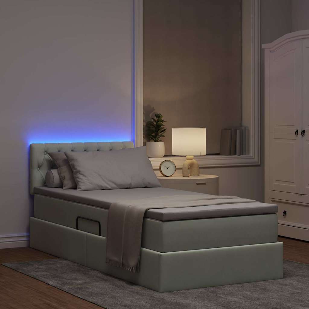 LED-Speicherbett mit Matratze Hellgrau 100 x 200 cm Samt