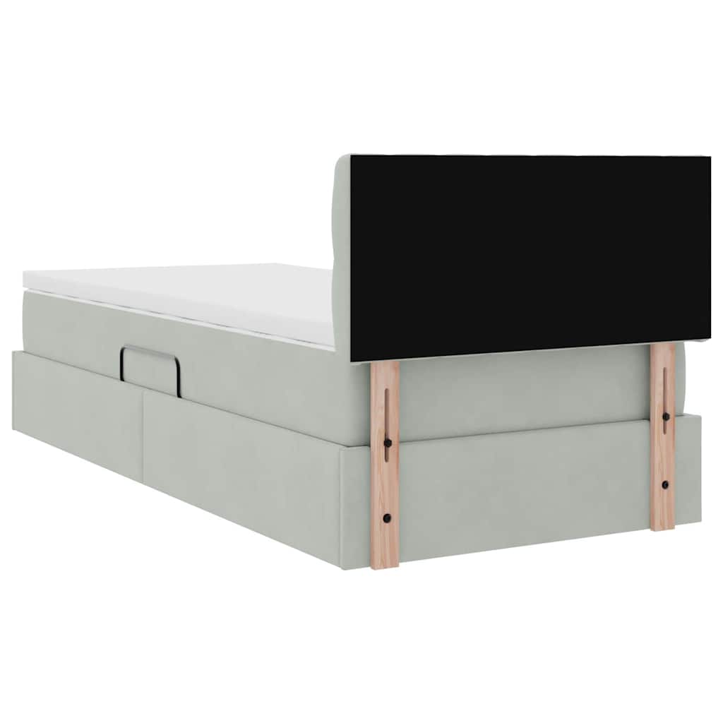 LED-Speicherbett mit Matratze Hellgrau 100 x 200 cm Samt