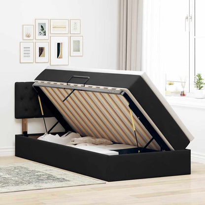 LED-Speicherbett mit Matratze Schwarz 100 x 200 cm Samt