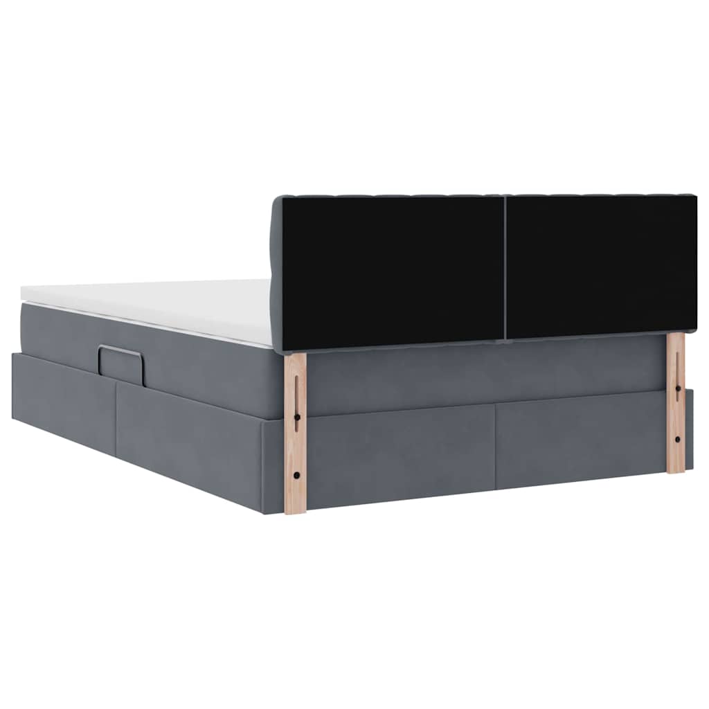 LED-Speicherbett mit Matratze Dunkelgrau 140 x 200 cm Samt