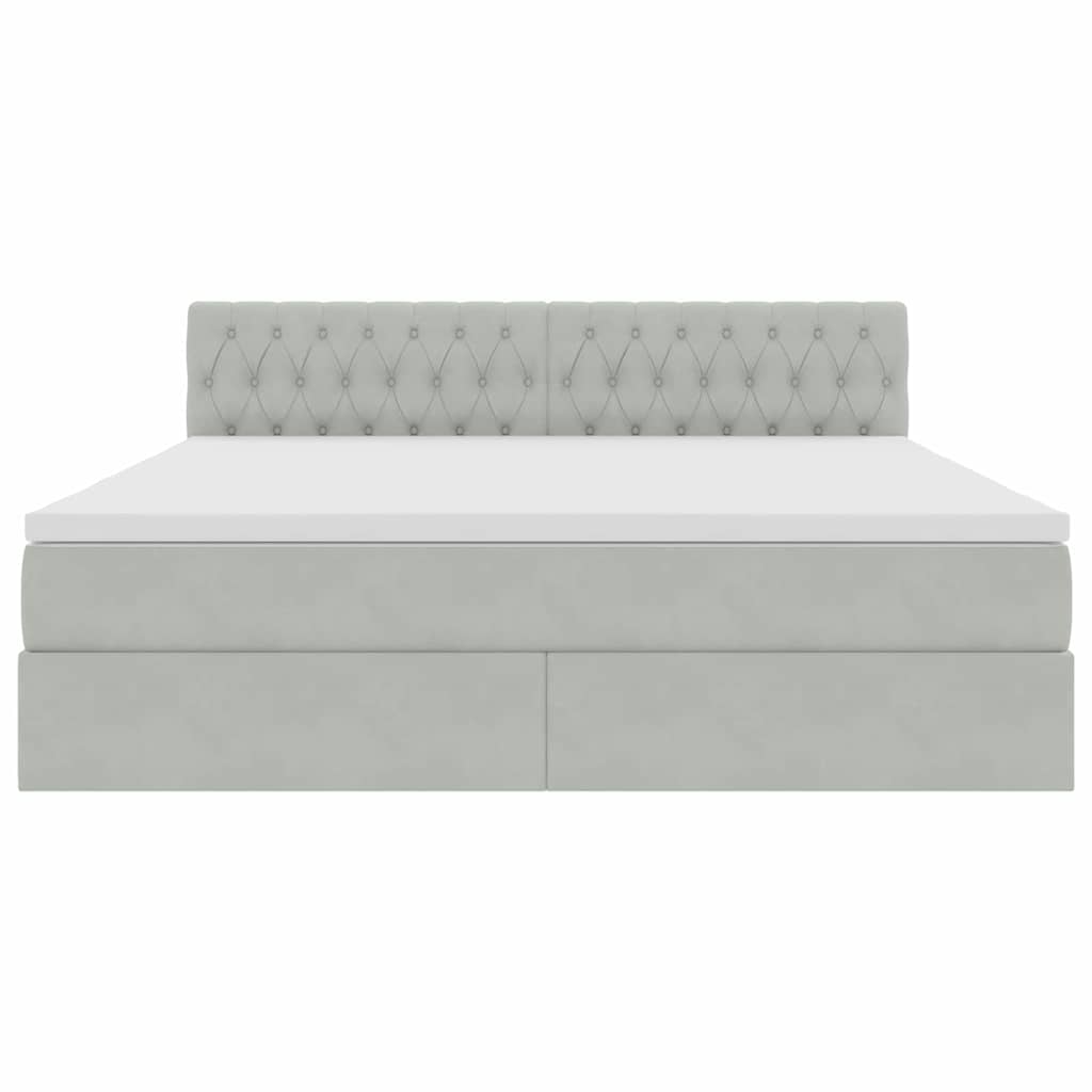 LED-Speicherbett mit Matratze Hellgrau 160 x 200 cm Samt