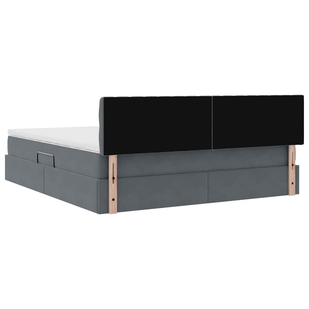 LED-Speicherbett mit Matratze Dunkelgrau 160 x 200 cm Samt