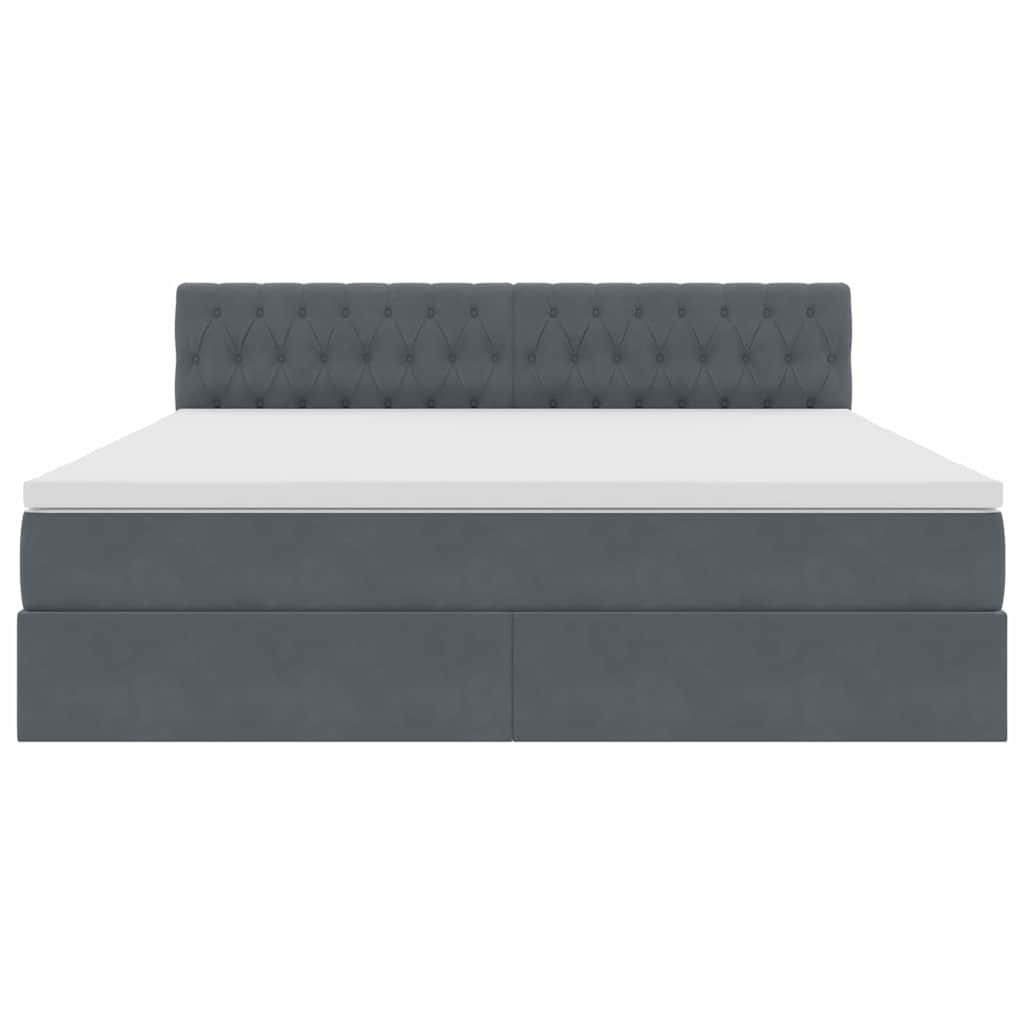 LED-Speicherbett mit Matratze Dunkelgrau 160 x 200 cm Samt