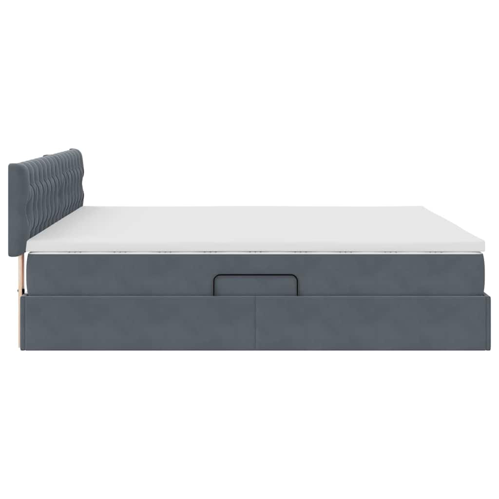 LED-Speicherbett mit Matratze Dunkelgrau 160 x 200 cm Samt