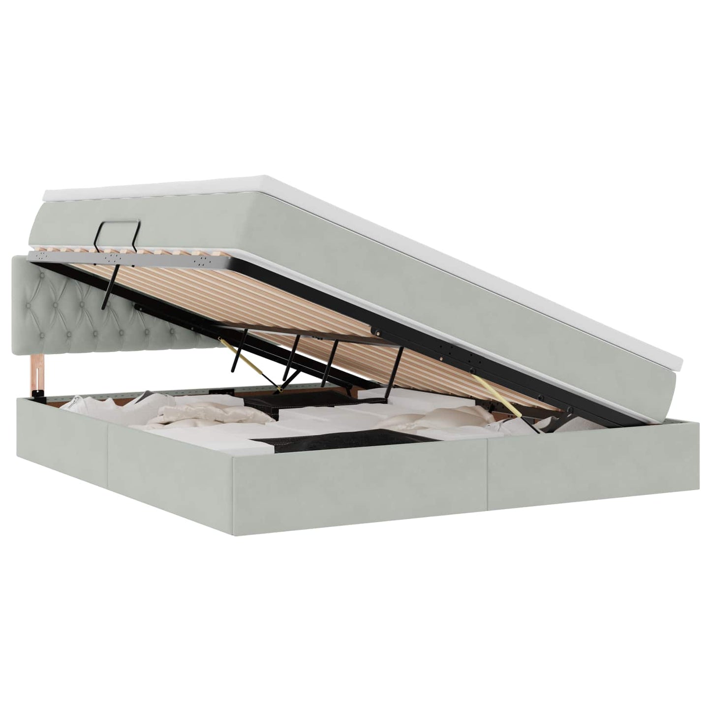 LED-Speicherbett mit Matratze Hellgrau 180 x 200 cm Samt