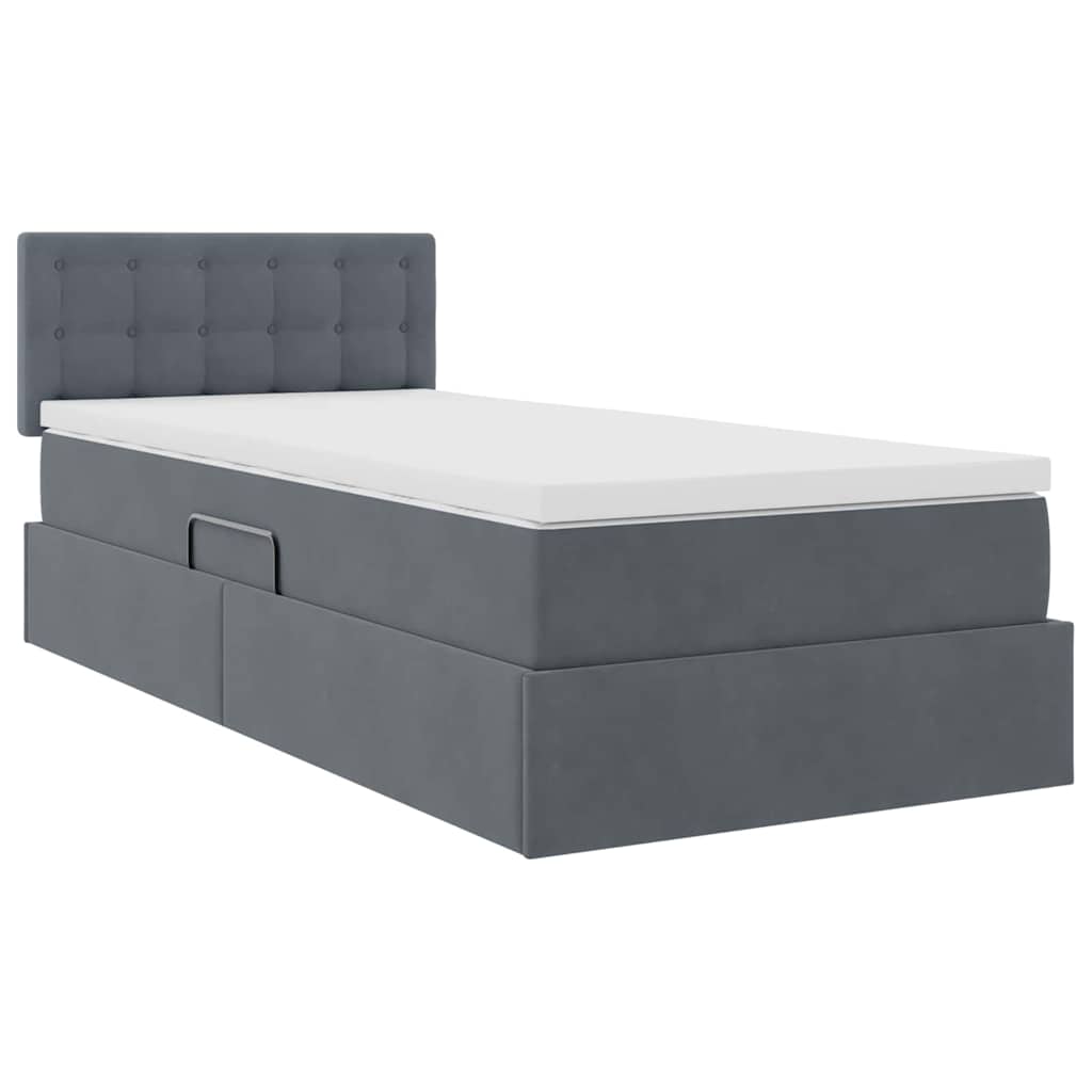 LED-Speicherbett mit Matratze Dunkelgrau 100 x 200 cm Samt