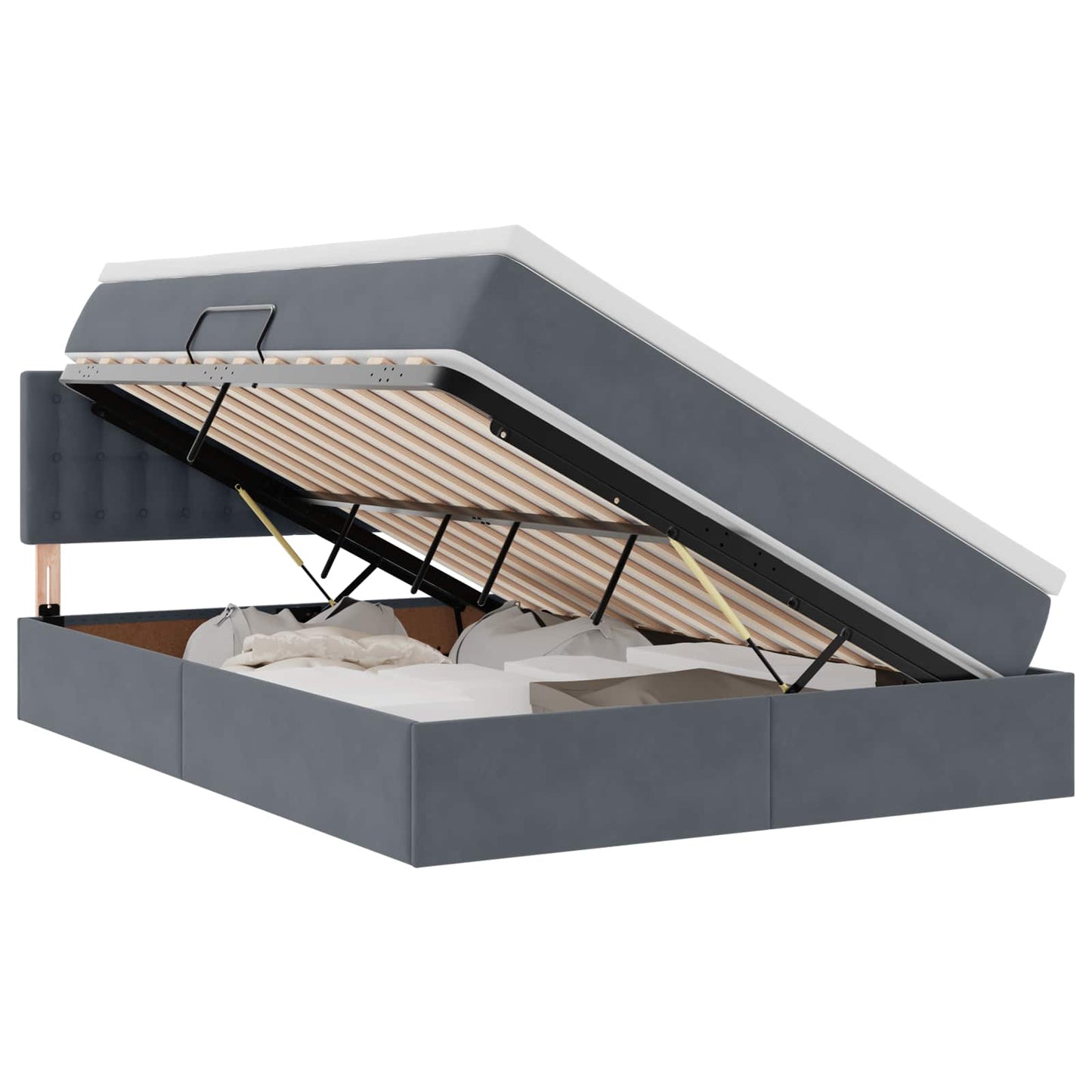 LED-Speicherbett mit Matratze Dunkelgrau 140 x 200 cm Samt