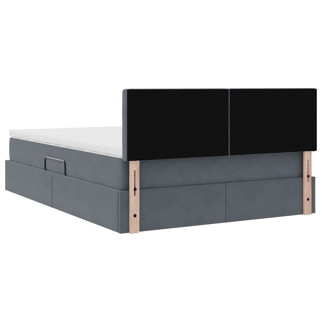 LED-Speicherbett mit Matratze Dunkelgrau 140 x 200 cm Samt