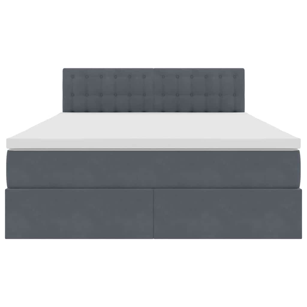LED-Speicherbett mit Matratze Dunkelgrau 140 x 200 cm Samt