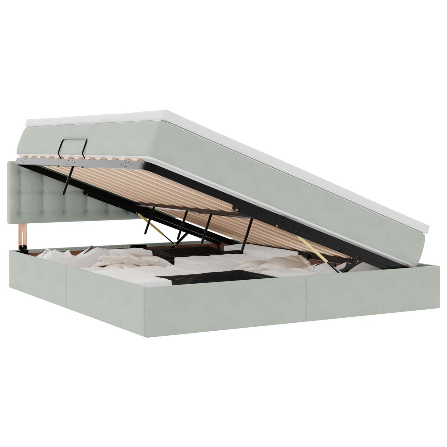 LED-Speicherbett mit Matratze Hellgrau 160 x 200 cm Samt