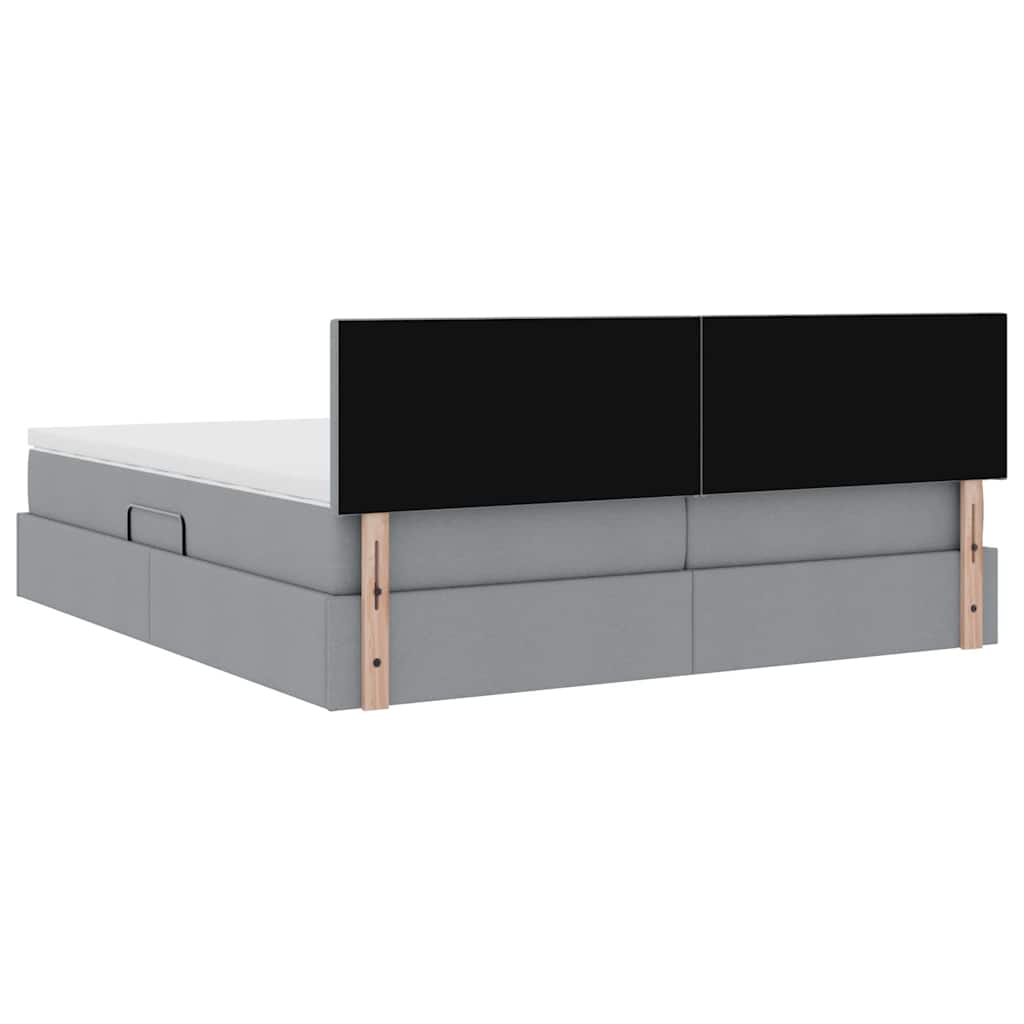 LED-Speicherbett mit Matratze Hellgrau 180 x 200 cm Stoff