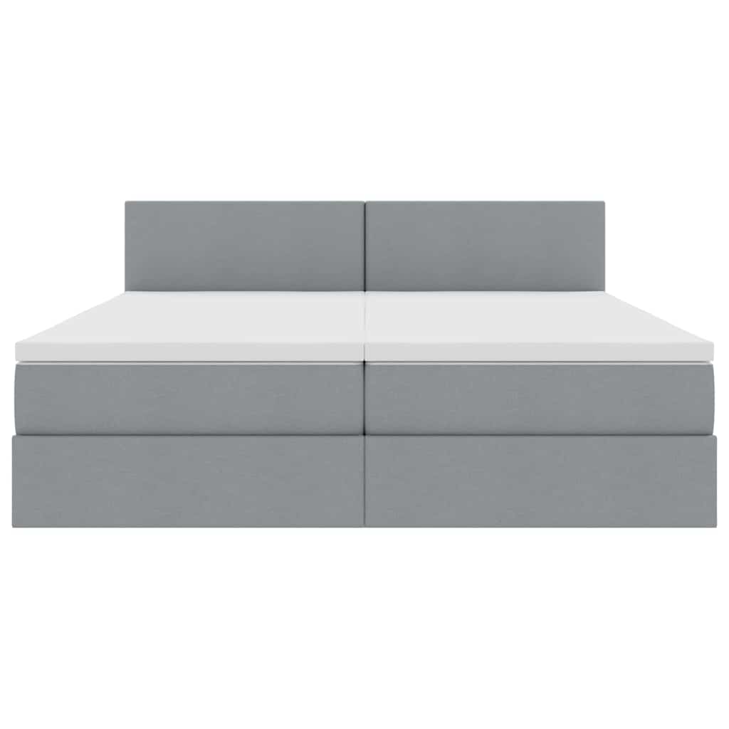 LED-Speicherbett mit Matratze Hellgrau 180 x 200 cm Stoff