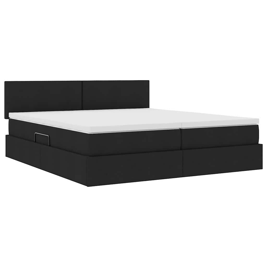 LED-Speicherbett mit Matratze Schwarz 180 x 200 cm Stoff