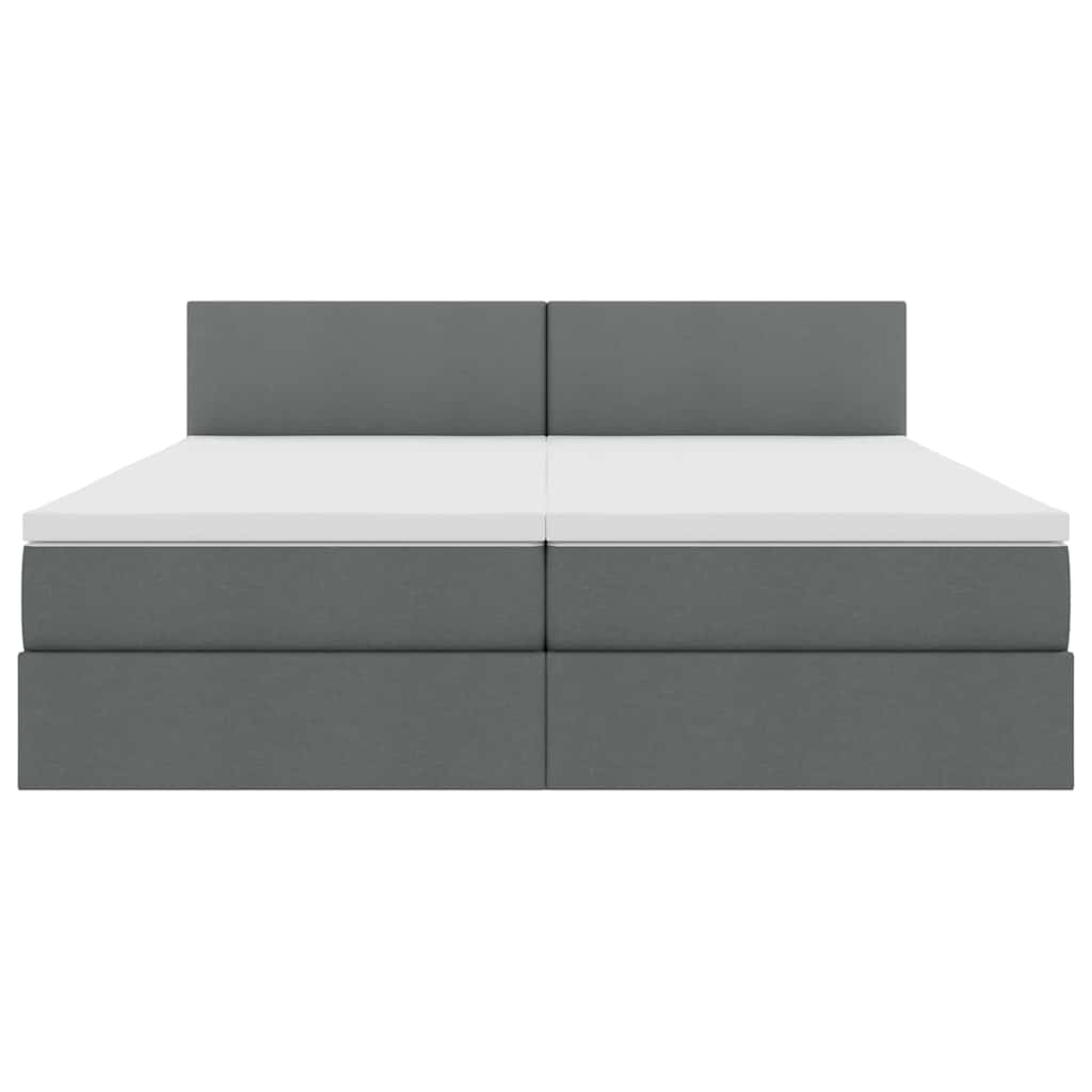 LED-Speicherbett mit Matratze Dunkelgrau 200 x 200 cm Stoff