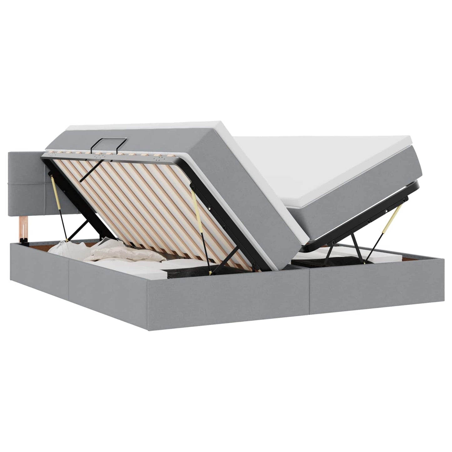 LED-Speicherbett mit Matratze Hellgrau 180 x 200 cm Stoff