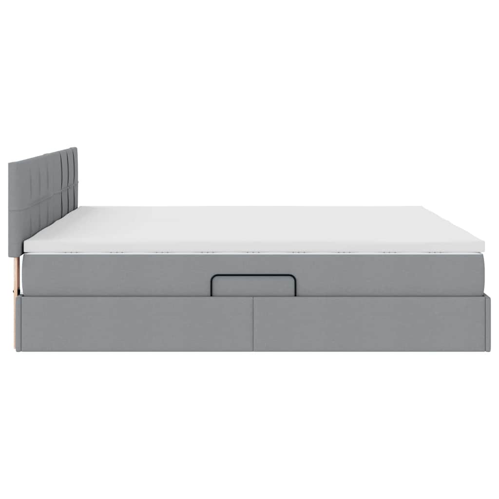 LED-Speicherbett mit Matratze Hellgrau 180 x 200 cm Stoff