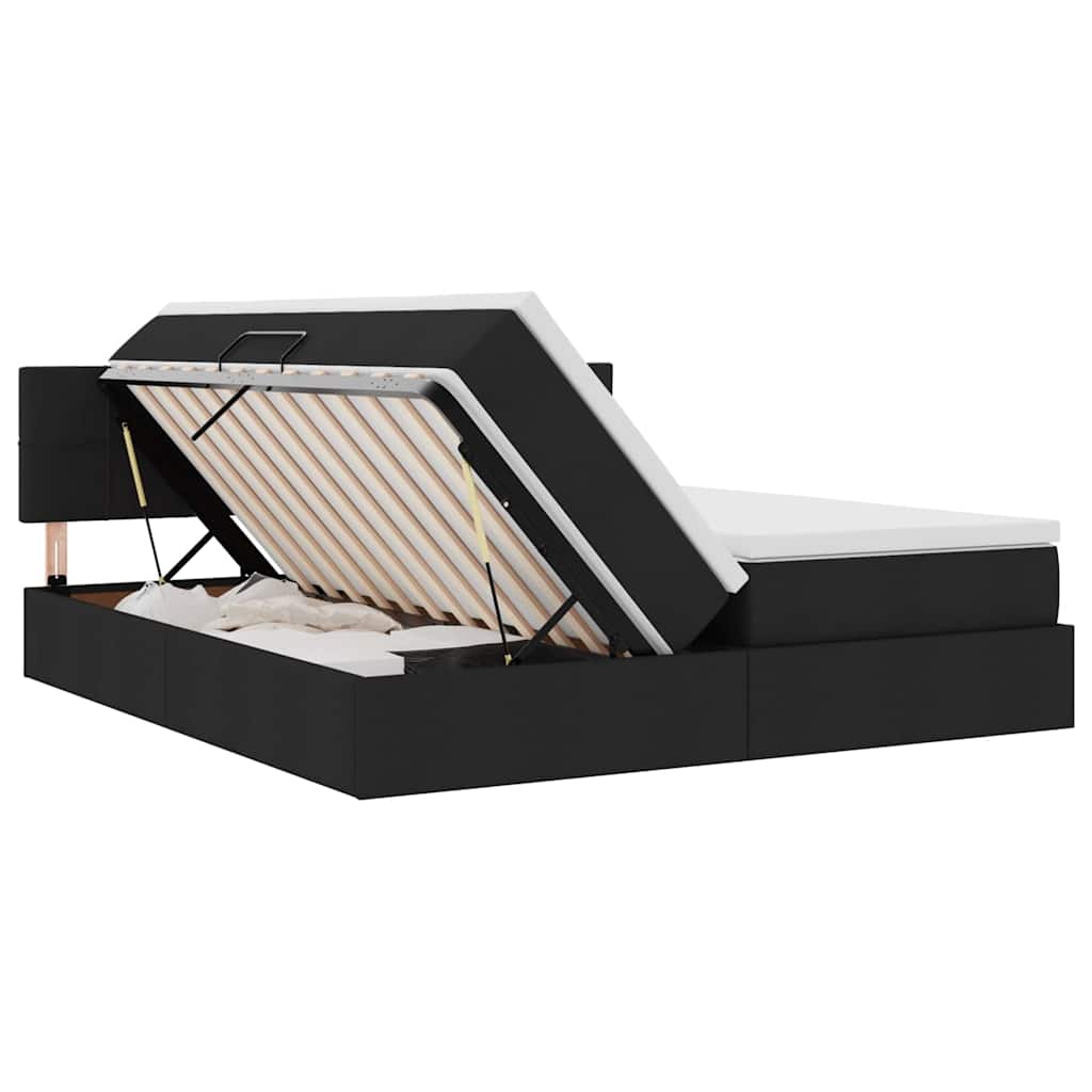 LED-Speicherbett mit Matratze Schwarz 180 x 200 cm Stoff