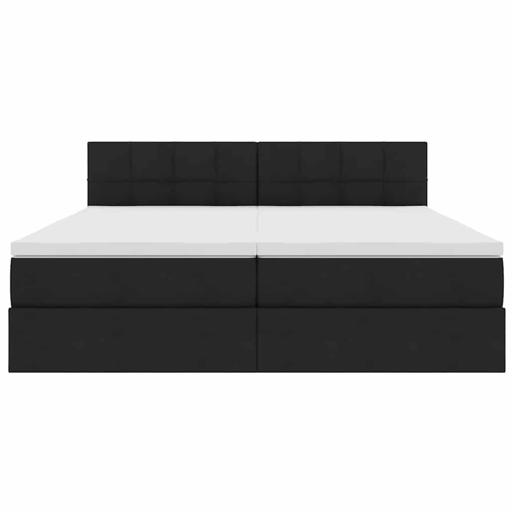 LED-Speicherbett mit Matratze Schwarz 200 x 200 cm Stoff