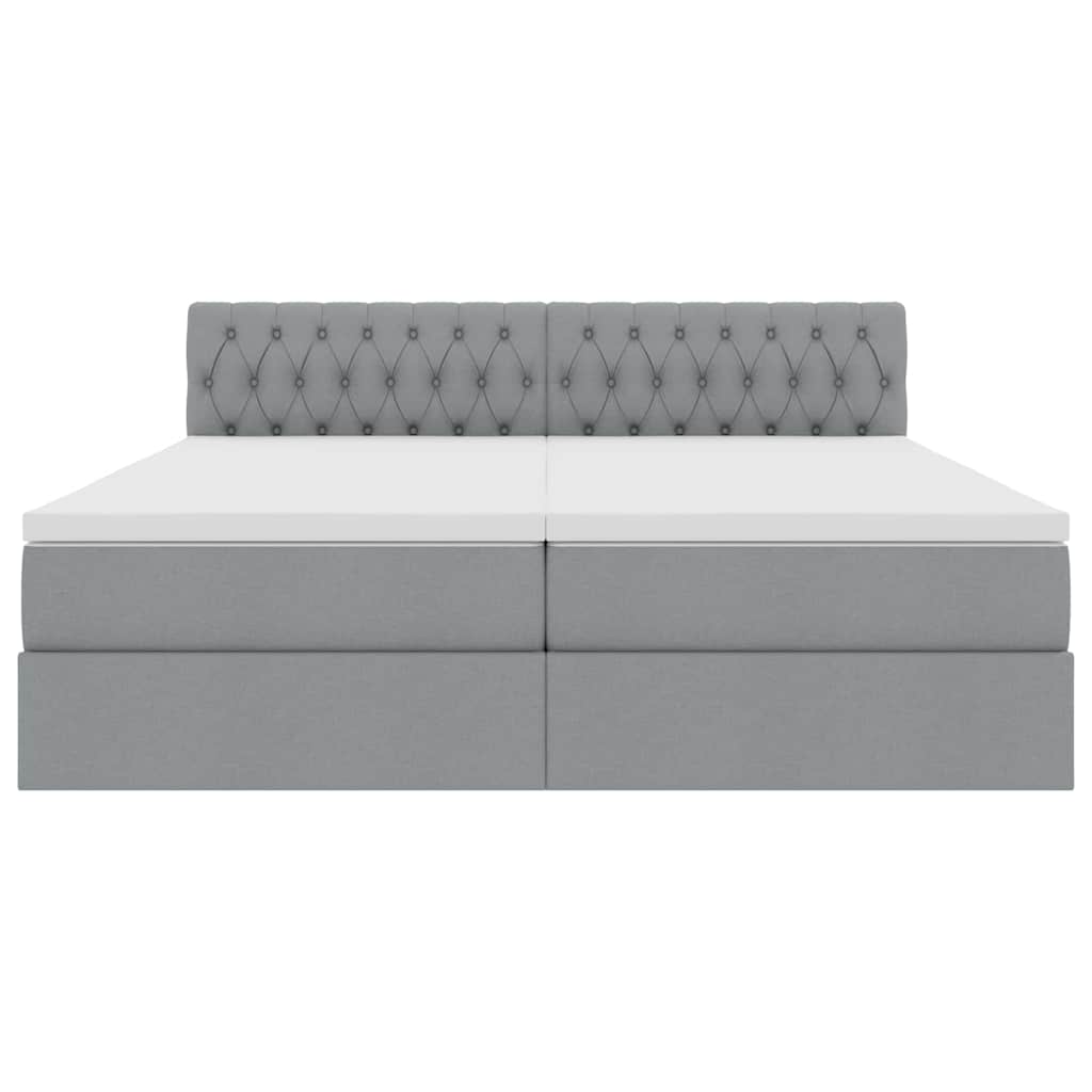 LED-Speicherbett mit Matratze Hellgrau 200 x 200 cm Stoff