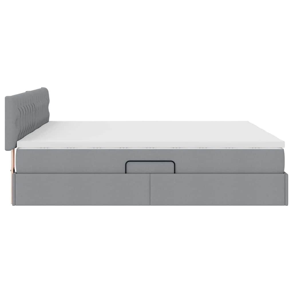 LED-Speicherbett mit Matratze Hellgrau 200 x 200 cm Stoff