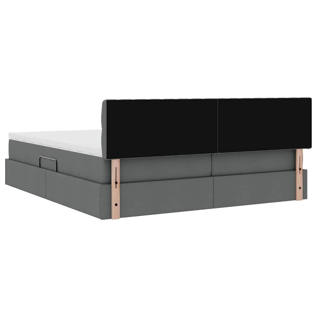 LED-Speicherbett mit Matratze Dunkelgrau 200 x 200 cm Stoff