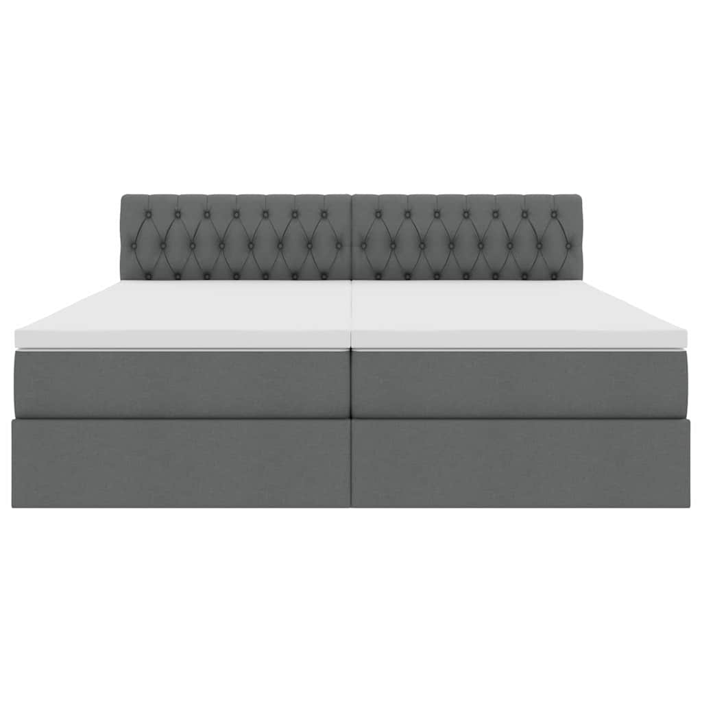 LED-Speicherbett mit Matratze Dunkelgrau 200 x 200 cm Stoff