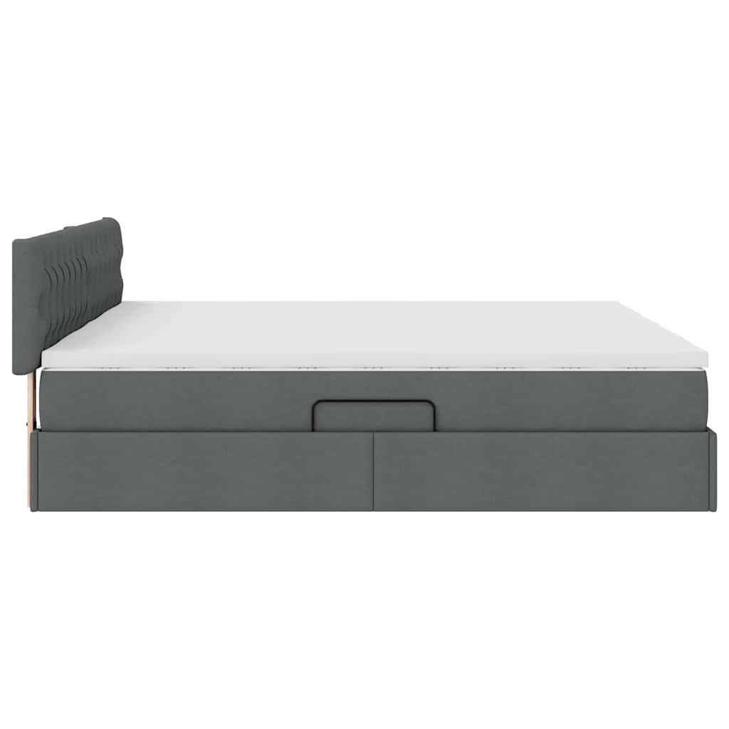 LED-Speicherbett mit Matratze Dunkelgrau 200 x 200 cm Stoff