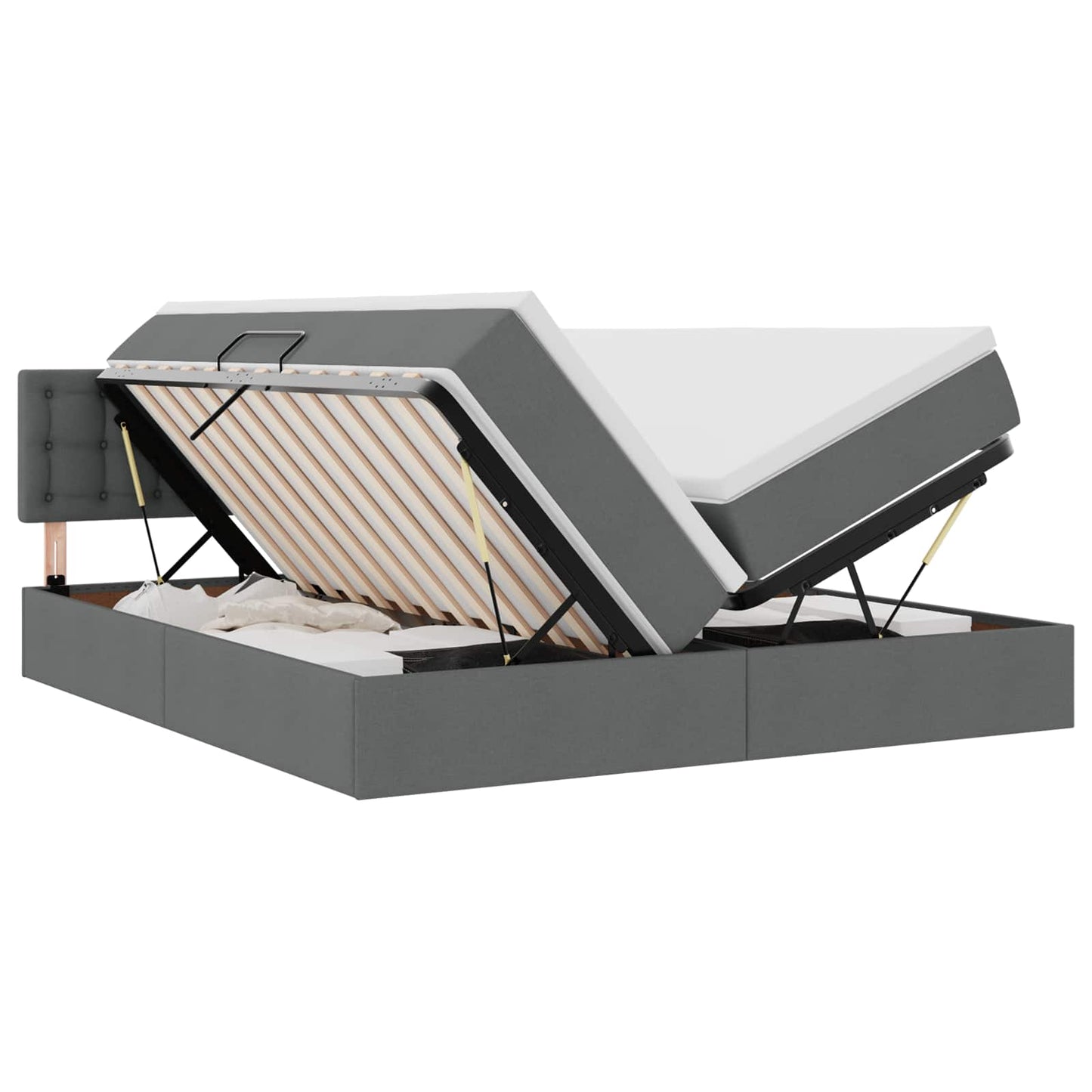 LED-Speicherbett mit Matratze Dunkelgrau 200 x 200 cm Stoff