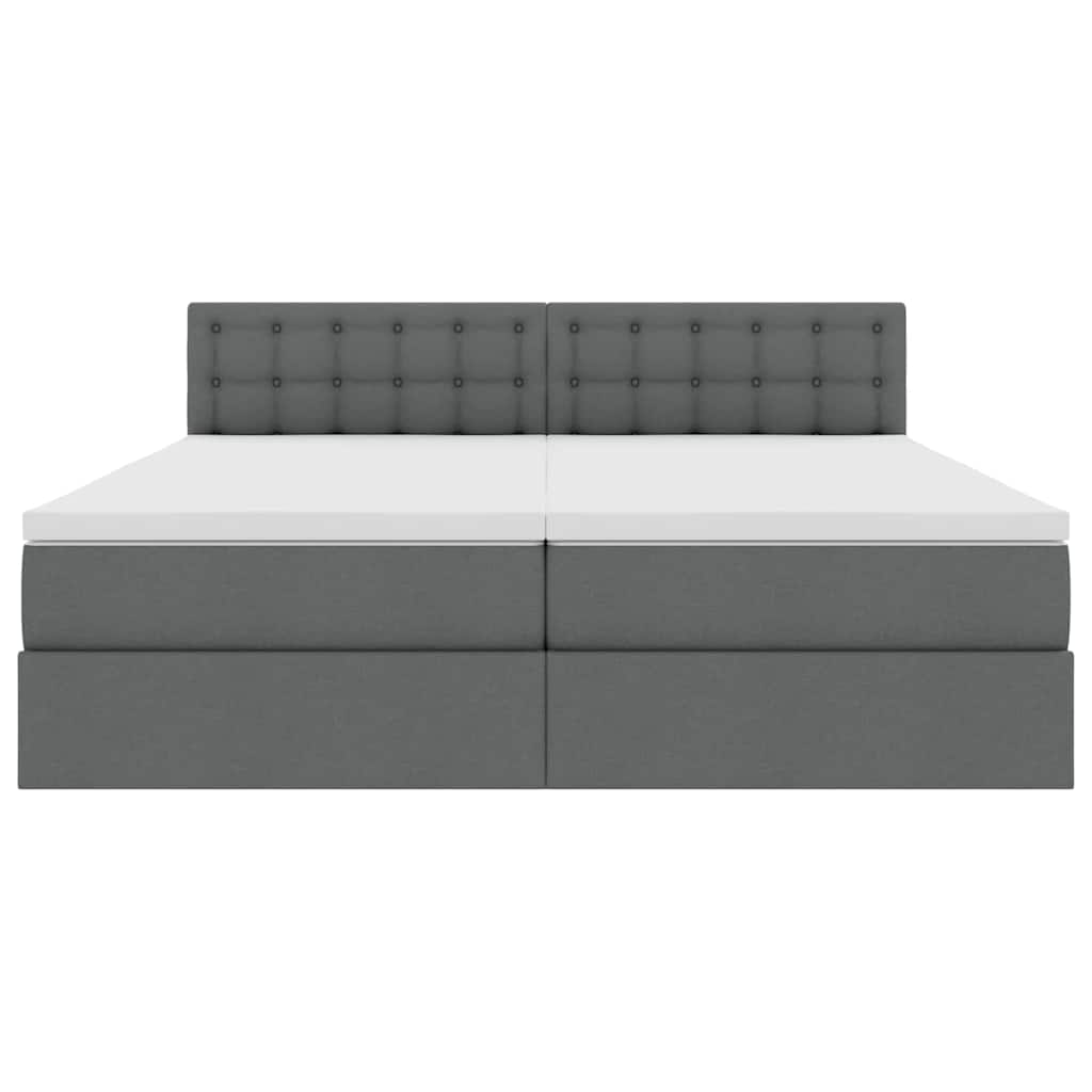 LED-Speicherbett mit Matratze Dunkelgrau 200 x 200 cm Stoff